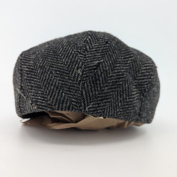Vintage 100% Wool Herringbone Flat Cap Newsboy Hat Size 7-7 1/8 Made in USA - Picture 4 of 8